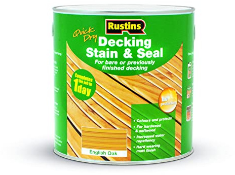 Rustins DEEO2500 2.5L Decking Stain - English Oak- Weatherproof Finish for Outdoor Wood Protection in 3 Stunning Wood Colours; Long-Lasting and Sustainable