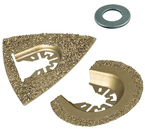 wolfcraft 3993000 1 Kit D'accessoires Pour Outils Multifonction : 1 Lame de Scie Segmentée. Ø 65 Mm + 1 Plateau Abrasif Delta 80 Mm + 1 Baque D'adaptation Pour Bosch Pmf 250 Ces or