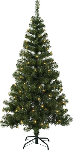 Best Season Künstlicher Weihnachtsbaum beleuchtet Ottawa - LED Outdoor Tannenbaum, 150 cm, 110 warmweiße LEDs, IP44, 311 Tips, Metall-Ständer, Grün