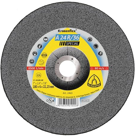 Klingspor Disque à ébarber A 24 R 36, 125 x 6 x 22,23 mm, 10 pièces forme gek, 2830