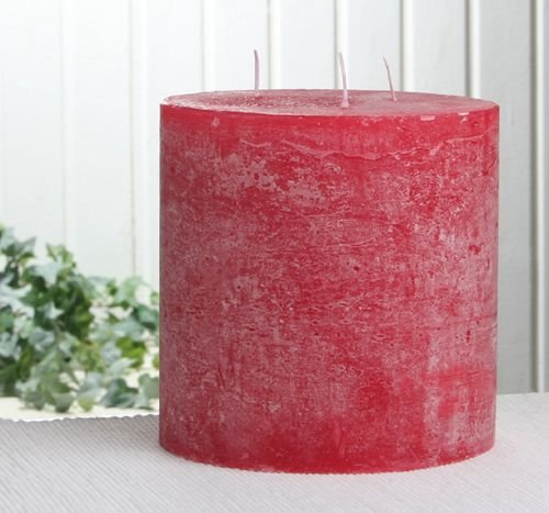 Rustik-Dreidochtkerze, 15 x 15 cm Ø, rot