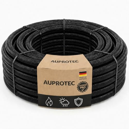 AUPROTEC Wellrohr geschlitzt 2 bis 50m / Leerrohr geschlitzt/Wellrohr UV beständig/Kabelschutzschlauch/Kabelschlauch schwarz - Innendurchmesser 10 mm, Länge 25 m