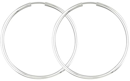 Creolen Echtgold 585 375 750 Weißgold – 40 mm, Breite 2 mm – Luxuriöse Damen Ohrringe mit Geschenkbox