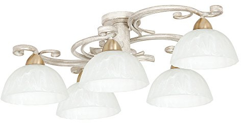 Licht-Erlebnisse Deckenlampe Landhaus weiß Shabby Chic Stil 5x E27 bis 60W Deckenleuchte Wohnzimmer rustikal Küchenlampe