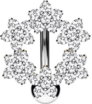 PIERCINGLINE Titan Bauchnabelpiercing 925er Silber Design BLUMENKRANZ Silberfarben Banane Bananabell