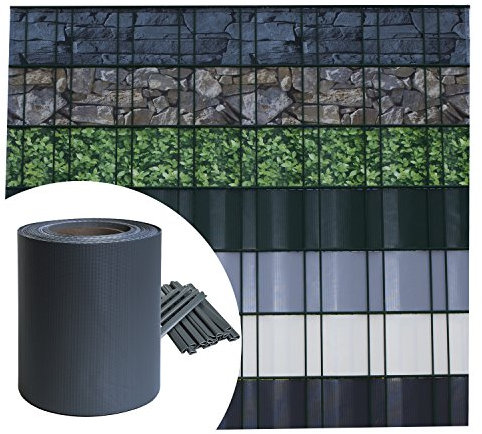 Sichtschutz PVC - Anthrazit RAL 7016-70m (14m²) - Doppelstabmatten Zaunfolie Windschutz blickdicht Windschutz