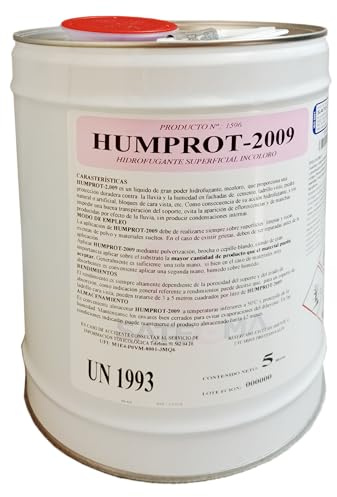 SATECMA Hidrofugante superficies HUM PROT 2009 Bidón de 5 litros. Aplicable sobre mortero, hormigón, ladrillo, piedra caliza y arenisca