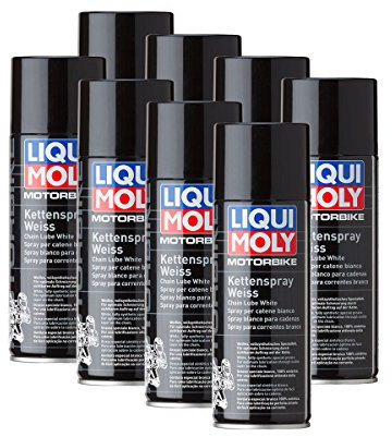 8x LIQUI MOLY 1591 Motorbike Kettenspray Weiß Schmierung 400ml