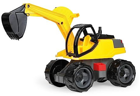 Lena 02141 Starke Riesen Bagger,Giga Trucks Sandbagger ca.80 cm groß, Stabiler 360 Grad Schaufelbagger, XXLBaufahrzeug mit funktionierender Schaufel, hohe Tragkraft, für Kinder ab 3Jahre, Weiß/Gelb