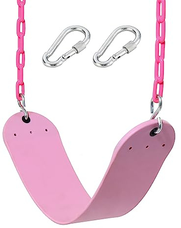 Take Me Away Swing Seat - Heavy Duty Chain Plastic Coated - Playground Swing Set Accessories Replacement Pink