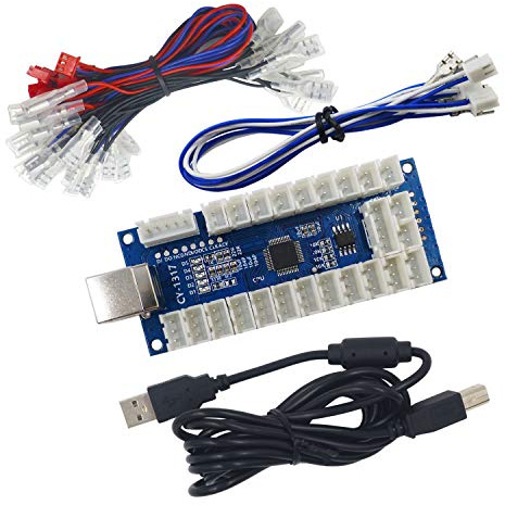 SJ@JX Arcade Controller LED Zero Delay Encoder PCB Code Board Arcade Kit Joystick Button 5V Power for PC, Raspberry Pi, PS3, Android