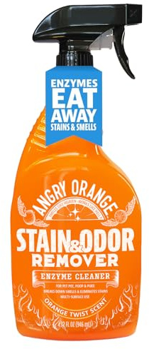 Angry Orange Stain Remover - 32oz Enzyme Pet Cleaner - Dog & Cat Urine Destroyer and Stain Remover - Citrus Spray Cleaning Solution - Puppy Supplies