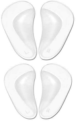 Arch Support Insoles for Flat Feet, Soft Gel Insole Pads Reusable Stick on Shoe Inserts Adhesive Arch Cushions for Plantar Fasciitis Relieve Pressure and Feet Pain for Men and Women (2 Pair Clear)