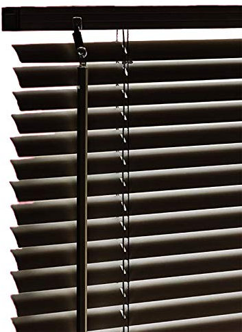 PVC Window Venetian Blind Blinds Easy Fit Privacy Curtains Trimmable Fittings Windows Treatment Shutters Twist Open Close Fittings are Included(Black-PVC, 120 x 213 cm)