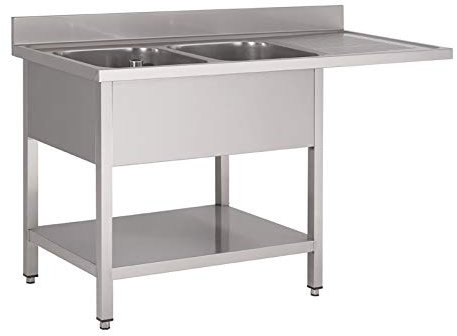 Plonge Professionnelle Inox Avec Emplacement Lave-Vaisselle - Gamme 700 - Gastro M - 1600x700