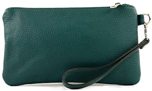 modamoda de T193 Damen Leder Clutch, Handgelenktasche Klein, 22 x 13 cm, Vielfarbig, Handmade in Italy
