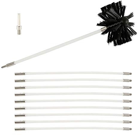 Kaminbürste enthält 9 flexible Stangen und 1 Bürstenkopf Holzofen Kaminbürsten-Kit Kaminreinigungsstab Reinigungsbürste Trockenrohr Reinigungsbürste