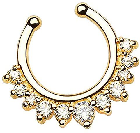 Taffstyle Fake Piercing Ring Strass Kristall Ring für Ohr Nase Lippe Intim