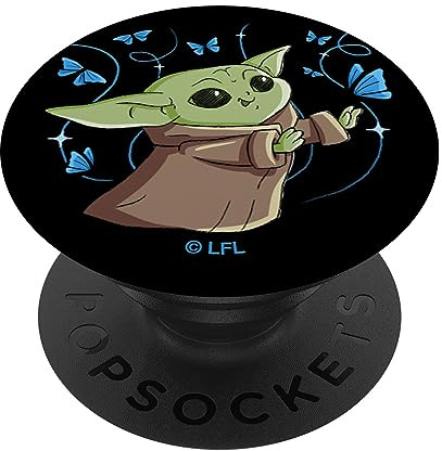 PopSockets Star Wars The Mandalorian The Child with Blue Butterflies PopSockets PopGrip: Swappable Grip for Phones & Tablets