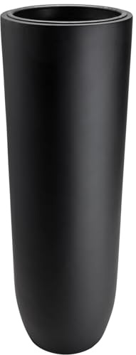 VIVANNO Pflanzkübel Solerio Schwarz Matt 100x33 cm Fiberglas Bodenvase | XXL Blumenkübel für außen & innen - frostsicher & wetterfest - große hohe Standvase inklusive Kunststoffeinsatz für Garten
