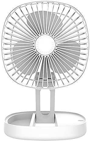XttnBM 7-Inch Air Circulator Fan: Folding Small Desk Fan with 3 Speeds and 180 Degree Pivoting Head, Powered by USB or Built-in Rechargeable Battery, Unique Ice Groove Design for Cooler Summer