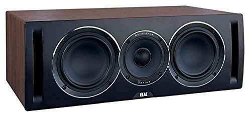 ELAC Uni-Fi Reference - Altoparlante centrale a 3 vie, 5-1/4, altoparlante centrale in rovere o noce per home theater, deflettore nero con lati in noce