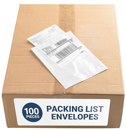 ALTERNIUM Packing List Envelopes 7.5x5.5 Inch - Self Sealing Clear Water-Resistant Shipping Label and Mail Slip Sleeve with Adhesive - Plastic Shipping List and Invoice Slip Secure Holder - 100 Pieces