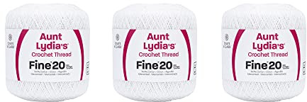 Aunt Lydia Extra feine weiße Häkelarbeiten, 3 Stück à 400 Jahre/365 m, Baumwolle, Stärke 20, Häkeln