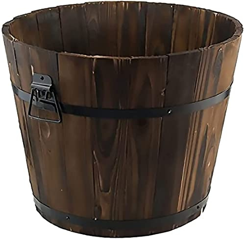 tradefirst Half Barrel Planters For Outdoor, Whiskey Barrel For Indoor/Outdoor Wooden Flower Pots Trellis Ceramic Panels Bucket with Handle Décor Your Garden