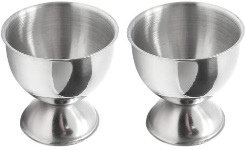 Qjaiune Lot de 2 coquetiers en acier inoxydable argenté - 46 x 48 mm
