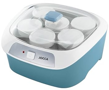 JOCCA - Yougurtera 6 Tarros de cristal / 170ml cada uno/Potencia 20W / Control Automático de Temperatura/Apto para el lavavajillas/Haz tus propios yogures/Yogures naturales sin conservantes