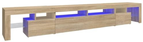 vidaXL TV Schrank mit LED-Leuchten Lowboard TV Möbel Tisch Board Sideboard Fernsehschrank Fernsehtisch HiFi-Schrank Sonoma-Eiche 260x36,5x40cm