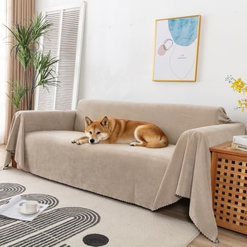 VanderHOME Wasserdicht Sofabezug Home Dekoration Solid Farbe Dünne Decke Vier Jahreszeiten Universal Sofaüberwürfe Multifunktionaler Sofa Schutzhülle Wohnzimmer Haustier 180 * 90cm-Khaki