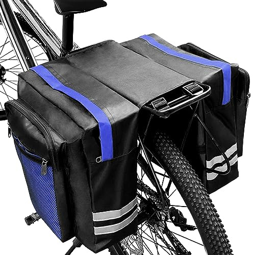 HINATAA Borsa Bici Posteriore Doppia, Borse 30L Bicicletta Portapacchi, Borsa Laterale Bici Posteriori Riflettente, Doppia Borse Posteriore Impermeabile per MTB, Bici da Corsa Outdoor (blu)