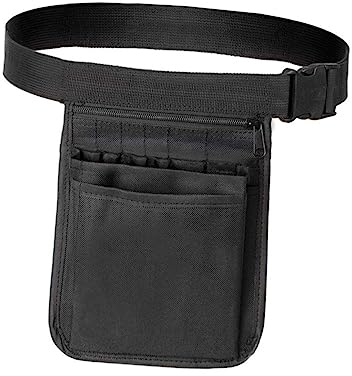 Angoily Multifunctional Waist Bag and Garden Tool Pouch Black Portable Storage Belt for Nurses and Gardeners with Multiple Compartments