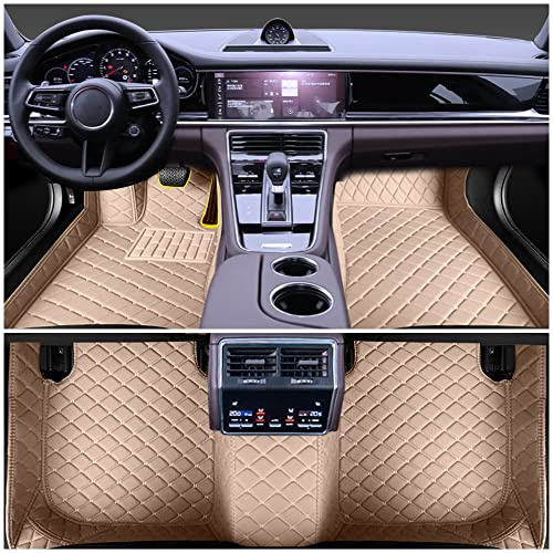 Auto-Fußmatten kompatibel mit Toyota Rav4 5seat 2019-2020 Kunstleder Automatten Allwettergebrauch Automotive Bodeneinlagen Wasserdicht Anti-Rutsch Fahrzeugteppiche Beige