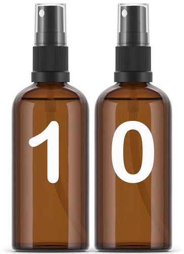 Essenciales Bote Spray Pulverizador de Cristal Ambar - 10 Botellas, Atomizador Recargable - 100ml