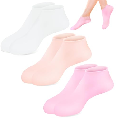 3 Paar Silikonsocken,Fuß Spa Pediküre Socken, Rutschfeste Aloe Socken für Trockene, Rissige Füße für Frauen Mädchen Fuß, Spa, Pediküre, Size 37-41