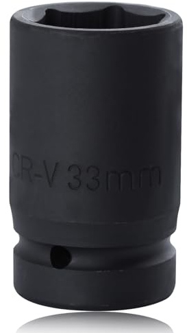SPEEDWOX 1 Drive 33mm Deep Impact Socket 1 Drive Deep 6 Point Impact Socket Metric Axle Nut Socket for Easy Removal of Axle Shaft Nuts Radius Corner Design Chamfered Opening