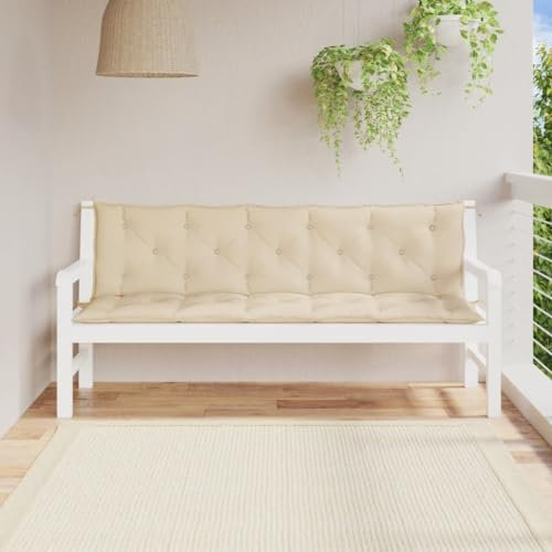 Rantry Gartenbank Auflagen 2 STK. Bankkissen Bankauflage Sitzkissen und Rückenkissen Bankpolster Polsterauflage Auflage für Gartenbank & Hollywoodschaukel Beige 180x50x7 cm Oxford-Gewebe