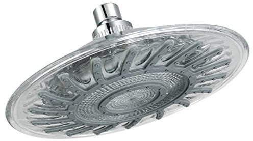 CLLBANT 8-Zoll-Regenduschkopf, runder LED-Regenduschkopf, Fester Hochdruckduschkopf, verstopfungssichere Silikondüsen, verchromte Oberfläche, Temperatur 3 Farbwechsel