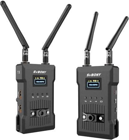 SVBONY ST1 Wireless HDMI Transmitter and Receiver 4K@30Hz, Wireless Video Transmission System App Real-Time Monitoring, 5G 0.06s Latency, 300m Range, OLED Display for Live Stream Photography Video TV