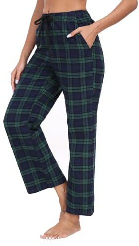 North Bund Bas De Pyjama Femme 100% Coton à Carreaux Pantalon Doux Long Confortable Détente Vêtements De Nuit Loisirs Hiver S-XXL