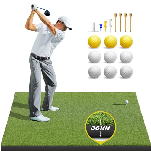 Bltend Golf Mat 36mm Thickened: 5x4ft Heavy-Duty Golf Hitting Mats Practice Outdoor/Indoor, Elite Artificial Turf Matt Training Aid for Backyard/Garage/Driving Range/Simulators, Ideal Gifts for Men