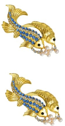 SOIMISS 2stücke Goldene Fischbrosche Mit Buntem Kristall Zinklegierung Für Damen Und Mädchen Dekoration Für Hochzeiten Geburtstage Und Besondere Anlässe Für Alltagskleidung Und