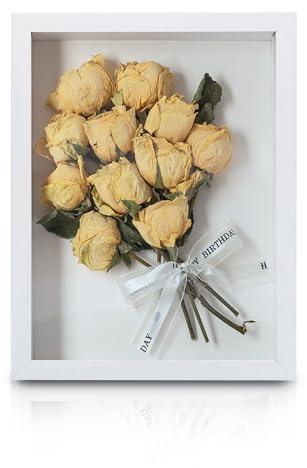 FuninCrea 8 x 10 Inch Shadow Box Frame, Wooden Shadow Boxes Display Cases Large 3D Box Frame for Tabletop Wall Hanging, Deep Shadow Box Memory Frame for DIY Crafts Photos Dry Flowers (White)