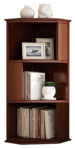 YTGHBIML Bücherturm Freistehend Bücherregal aus Holz, dreieckig, Eckregal, 3/4/5 Etagen, Bücherregal für Schlafzimmer und Wohnzimmer perfekte Darstellung