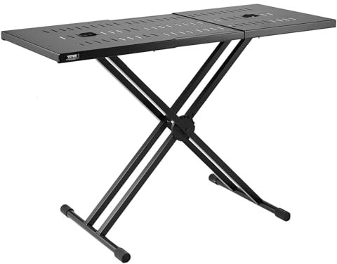 VEVOR Mesa para DJ con Soporte Portátil para Computadora Portátil y Controlador de DJ Cabina para DJ Altura Ajustable 460-850 mm Soporte para Teclado y Tablero Plegable en X para Mezclador de Audio