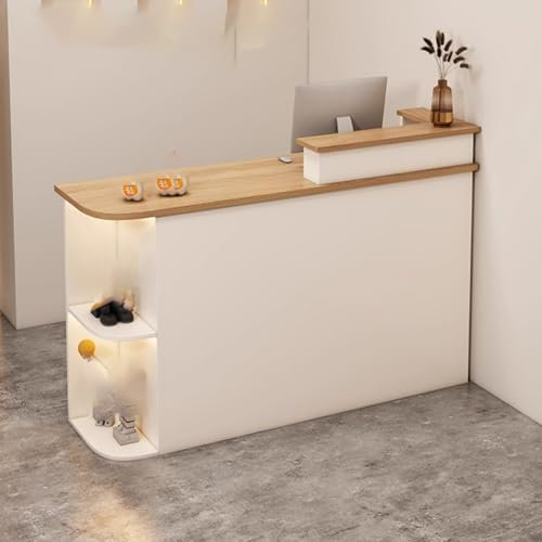Moderner Schreibtisch mit abschließbaren Schubladen für Supermarktgeschäft und Hotel, Büro, Computertisch mit großem Aufbewahrungsschrank, Empfangstresen mit Theke (R80 x 50 x 105 cm)