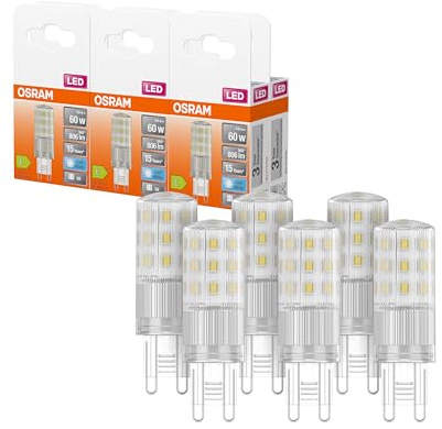 Osram LED PIN multicolor LED-Lampe mit Retrofit-Stecksockel G9, 4.9 W / 806 lm, klar, kaltweißes Licht mit 4000 K, nicht-dimmbar, IP20, bleifreies Glas, 18 mm Durchmesser. | , LED Lamps, 18.00 Millimetres dia, , 6 Stück